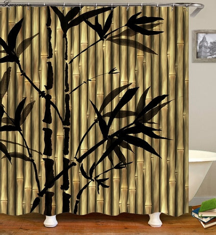 Image of Waterproof Shower Curtain with Hooks Green Scene Bathroom Curtains High Quality Bath Bathing Sheer for Home Decorations