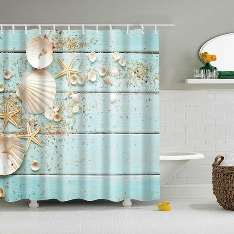 Image of 1PC Green Tropical Plants Shower Curtains for Bathroom Polyester Seaworld Shower Curtain Printing Curtain Beach Shower Curtains