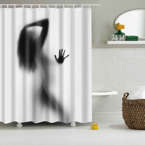 Image of High Quality Waterproof Women Shadow Shower Curtain with Hooks Sexy Girl Portrait Bathroom Curtains Curtains for Bathroom Shower