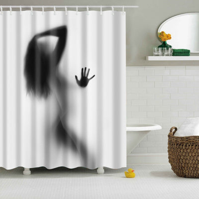 Image of High Quality Waterproof Women Shadow Shower Curtain with Hooks Sexy Girl Portrait Bathroom Curtains Curtains for Bathroom Shower