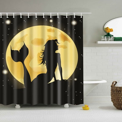 Image of High Quality Waterproof Women Shadow Shower Curtain with Hooks Sexy Girl Portrait Bathroom Curtains Curtains for Bathroom Shower