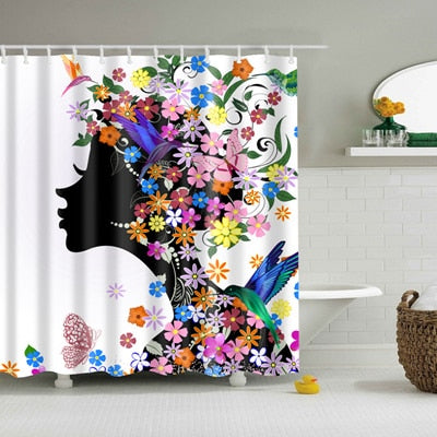High Quality Waterproof Women Shadow Shower Curtain with Hooks Sexy Girl Portrait Bathroom Curtains Curtains for Bathroom Shower