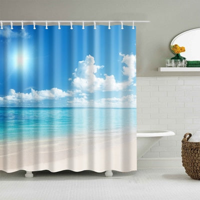 Image of Sunshine Beach Waterproof Shower Curtains Polyester Fabric High Quality Bathroom Curtains Mildewproof Blind For The Bathroom