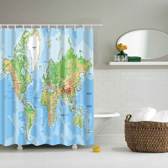Different World Map Pattern Shower Curtains Printed Bathroom Curtains Shower Wall Hanging Map Curtain World Map Shower Curtains