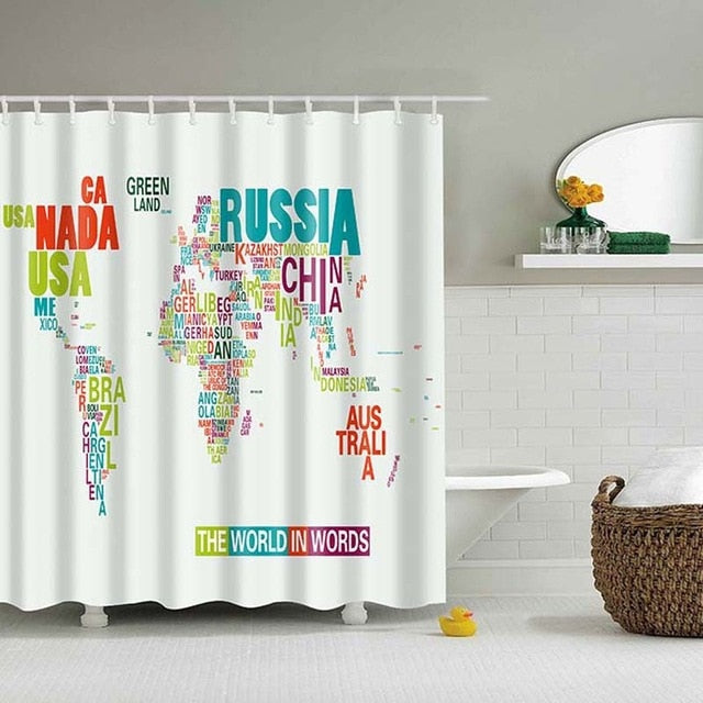 Different World Map Pattern Shower Curtains Printed Bathroom Curtains Shower Wall Hanging Map Curtain World Map Shower Curtains
