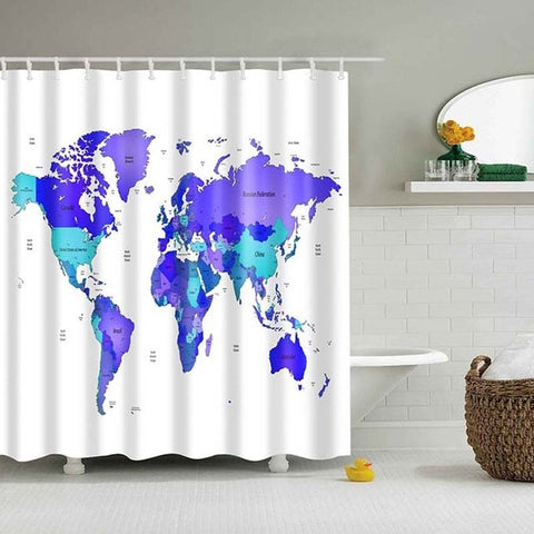 Image of Different World Map Pattern Shower Curtains Printed Bathroom Curtains Shower Wall Hanging Map Curtain World Map Shower Curtains