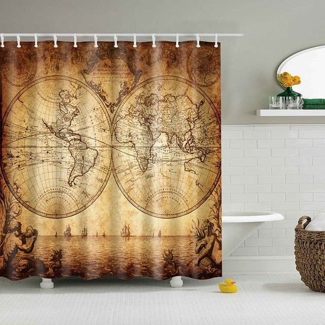 Different World Map Pattern Shower Curtains Printed Bathroom Curtains Shower Wall Hanging Map Curtain World Map Shower Curtains