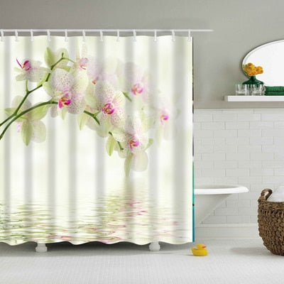 Image of Colorful Nature Flowers Waterproof Polyester Shower Curtains Eco-friendly High Quality Bathroom Curtains Blind For The Bathroom