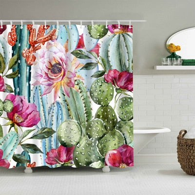 Image of Colorful Nature Flowers Waterproof Polyester Shower Curtains Eco-friendly High Quality Bathroom Curtains Blind For The Bathroom