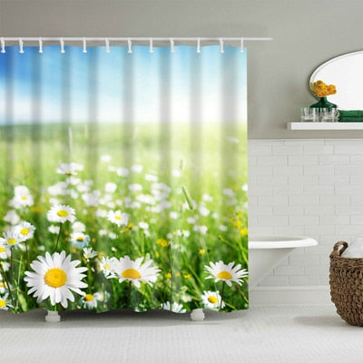 Image of Colorful Nature Flowers Waterproof Polyester Shower Curtains Eco-friendly High Quality Bathroom Curtains Blind For The Bathroom