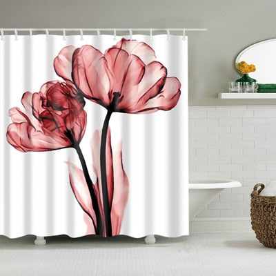 Image of Colorful Nature Flowers Waterproof Polyester Shower Curtains Eco-friendly High Quality Bathroom Curtains Blind For The Bathroom