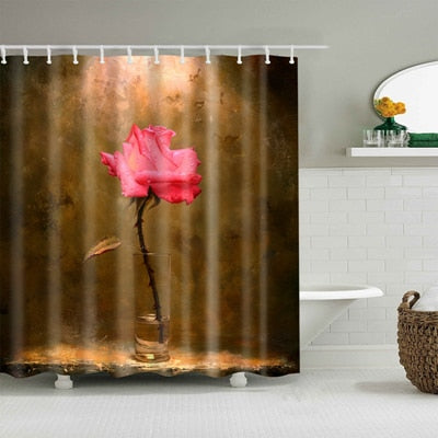Image of Colorful Nature Flowers Waterproof Polyester Shower Curtains Eco-friendly High Quality Bathroom Curtains Blind For The Bathroom