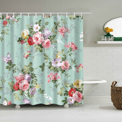 Image of Colorful Nature Flowers Waterproof Polyester Shower Curtains Eco-friendly High Quality Bathroom Curtains Blind For The Bathroom