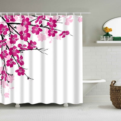 Image of Colorful Nature Flowers Waterproof Polyester Shower Curtains Eco-friendly High Quality Bathroom Curtains Blind For The Bathroom