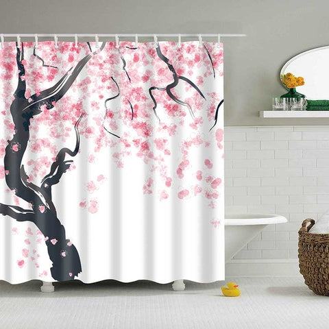 Image of 1PC Green Tropical Plants Shower Curtains for Bathroom Polyester Fabric Shower Curtain Leaves Printing Scenic Shower Curtains