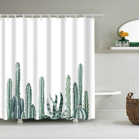 Image of Tropical Cactus Shower Curtain Polyester Fabric Bath Curtain For The Bathroom Decorations Multi-size Printed Shower Curtains