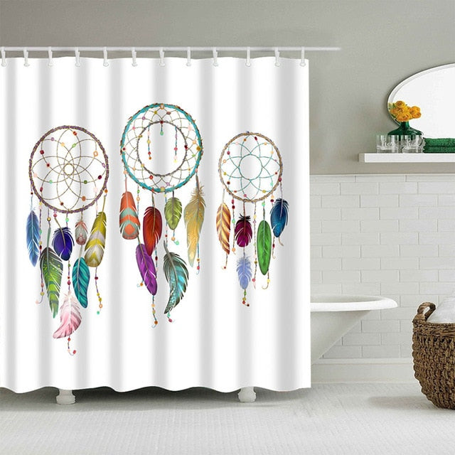 High Quality Dreamcatcher Bathroom Shower Curtain Polyester Bathroom Curtain Multi-size Dream Catcher Printing Shower Curtain