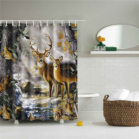 Image of Animals printed lion, tiger, cat 3d bath curtains waterproof polyester fabric washable bathroom shower curtain screen with hooks
