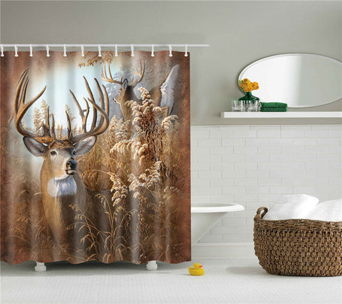 Image of Animals printed lion, tiger, cat 3d bath curtains waterproof polyester fabric washable bathroom shower curtain screen with hooks