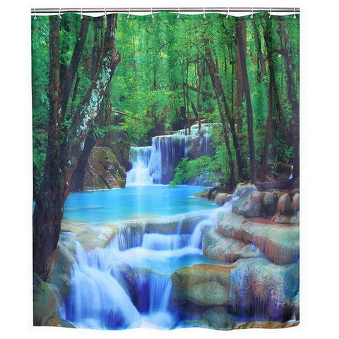 Image of Happy Tree Polyester 3D Red Parrot Shower Curtain 3D Waterfall Thicken Fabric Bathroom Curtain Waterproof Bath Curtain.