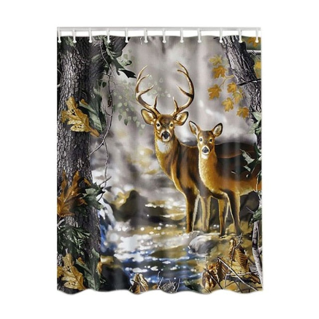 Bamboo Forest /Colorful Tree /  Deer / Vessel / Stone Waterproof Shower Curtains Bathroom Creative Polyester Bath Curtain