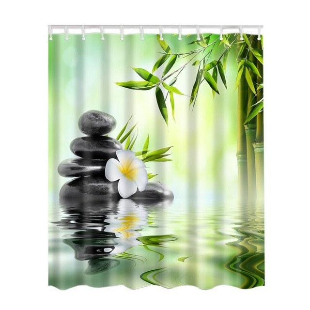 Bamboo Forest /Colorful Tree /  Deer / Vessel / Stone Waterproof Shower Curtains Bathroom Creative Polyester Bath Curtain