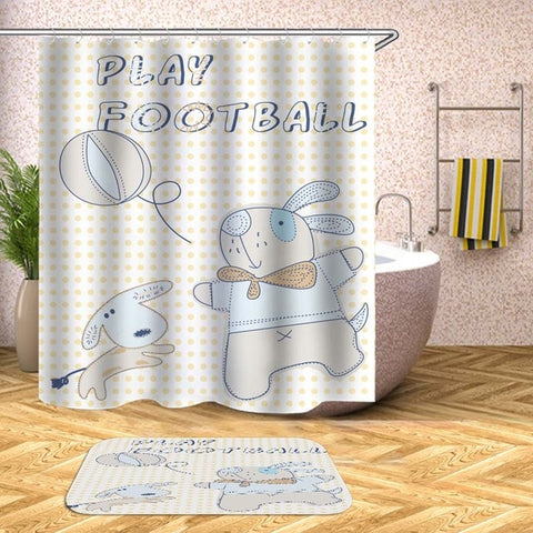 Image of Cartoon Animals Shower Curtain Waterproof Bath Curtains for Bathroom Bathtub Bathing Cover Extra Large Wide 12pcs Hooks