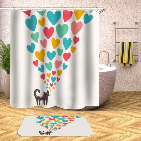 Image of Cartoon Animals Shower Curtain Waterproof Bath Curtains for Bathroom Bathtub Bathing Cover Extra Large Wide 12pcs Hooks