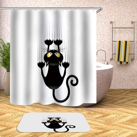 Image of Cartoon Animals Shower Curtain Waterproof Bath Curtains for Bathroom Bathtub Bathing Cover Extra Large Wide 12pcs Hooks