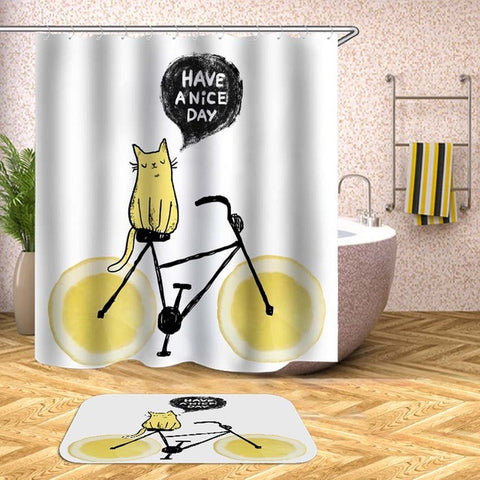 Image of Cartoon Animals Shower Curtain Waterproof Bath Curtains for Bathroom Bathtub Bathing Cover Extra Large Wide 12pcs Hooks