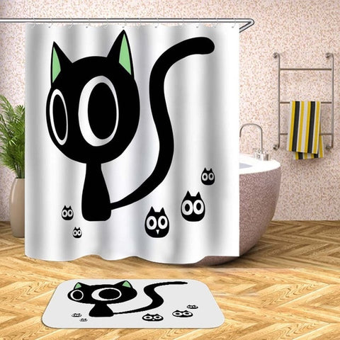 Image of Cartoon Animals Shower Curtain Waterproof Bath Curtains for Bathroom Bathtub Bathing Cover Extra Large Wide 12pcs Hooks