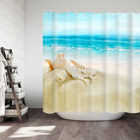 Image of Sea Turtle Print Waterproof Shower Curtain Polyester Fabric Bath Curtain Octopus Washable Home Bath Decor Curtains With 12 Hooks