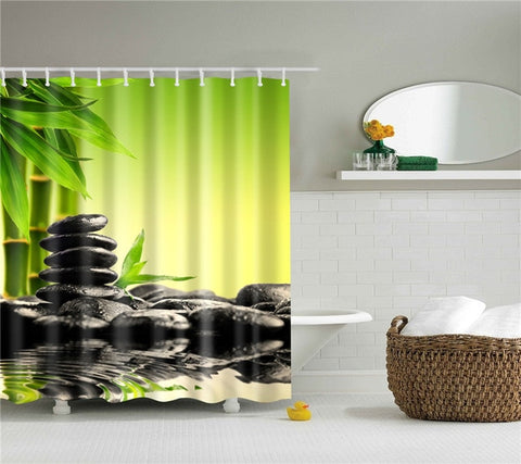 Image of Forest trees printed 3d bath curtains waterproof polyester fabric washable bathroom shower curtain screen with hooks accessories