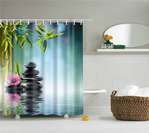 Image of Forest trees printed 3d bath curtains waterproof polyester fabric washable bathroom shower curtain screen with hooks accessories