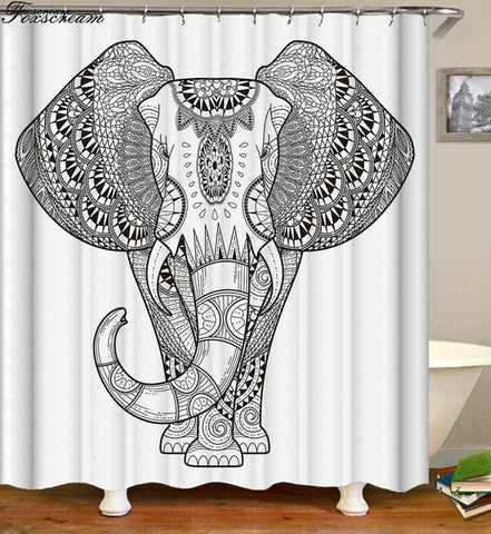 Image of New High Quality Elephant Printing Shower Curtain 3D Polyester Fabric Waterproof Mildewproof Bathroom Curtain