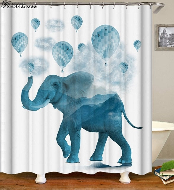 New High Quality Elephant Printing Shower Curtain 3D Polyester Fabric Waterproof Mildewproof Bathroom Curtain