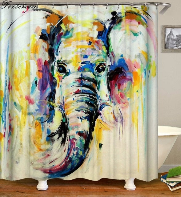 New High Quality Elephant Printing Shower Curtain 3D Polyester Fabric Waterproof Mildewproof Bathroom Curtain