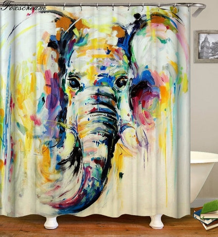 Image of New High Quality Elephant Printing Shower Curtain 3D Polyester Fabric Waterproof Mildewproof Bathroom Curtain