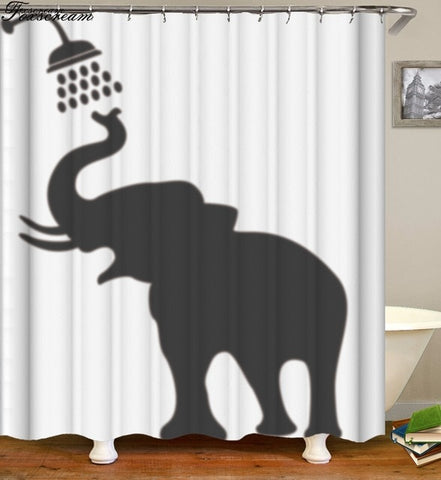 Image of New High Quality Elephant Printing Shower Curtain 3D Polyester Fabric Waterproof Mildewproof Bathroom Curtain