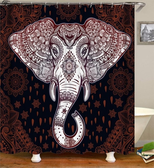 New High Quality Elephant Printing Shower Curtain 3D Polyester Fabric Waterproof Mildewproof Bathroom Curtain