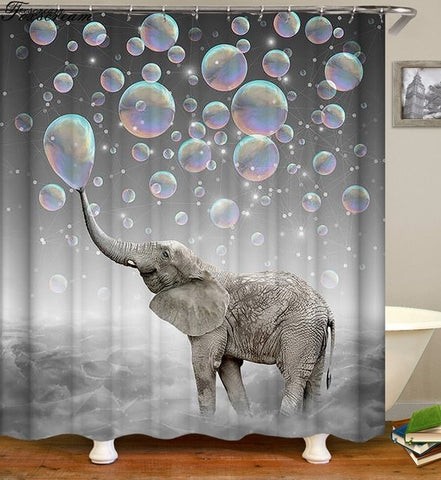 Image of New High Quality Elephant Printing Shower Curtain 3D Polyester Fabric Waterproof Mildewproof Bathroom Curtain