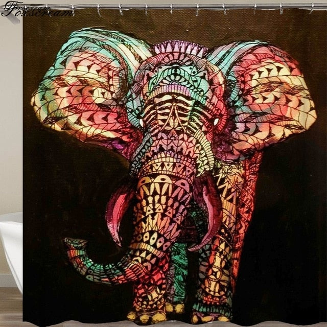 New High Quality Elephant Printing Shower Curtain 3D Polyester Fabric Waterproof Mildewproof Bathroom Curtain