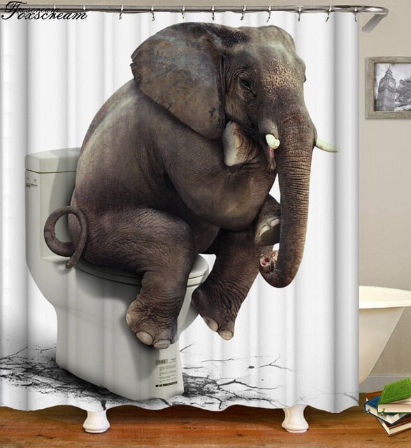 New High Quality Elephant Printing Shower Curtain 3D Polyester Fabric Waterproof Mildewproof Bathroom Curtain
