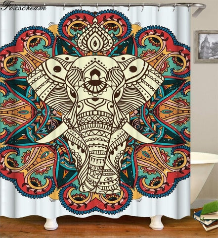 Image of New High Quality Elephant Printing Shower Curtain 3D Polyester Fabric Waterproof Mildewproof Bathroom Curtain