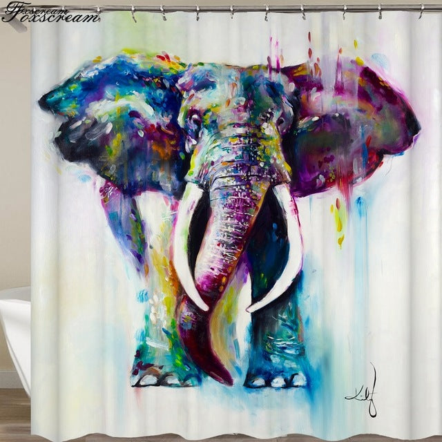 New High Quality Elephant Printing Shower Curtain 3D Polyester Fabric Waterproof Mildewproof Bathroom Curtain
