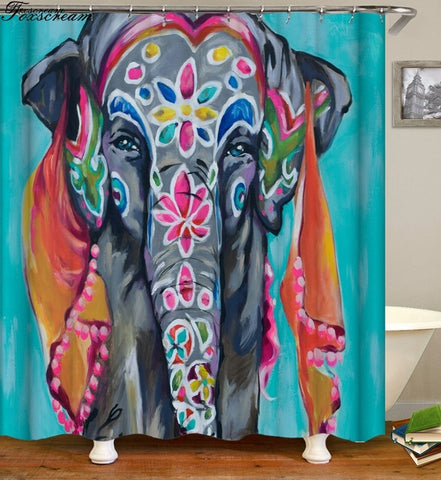 Image of New High Quality Elephant Printing Shower Curtain 3D Polyester Fabric Waterproof Mildewproof Bathroom Curtain