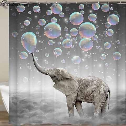 Image of New High Quality Elephant Printing Shower Curtain 3D Polyester Fabric Waterproof Mildewproof Bathroom Curtain