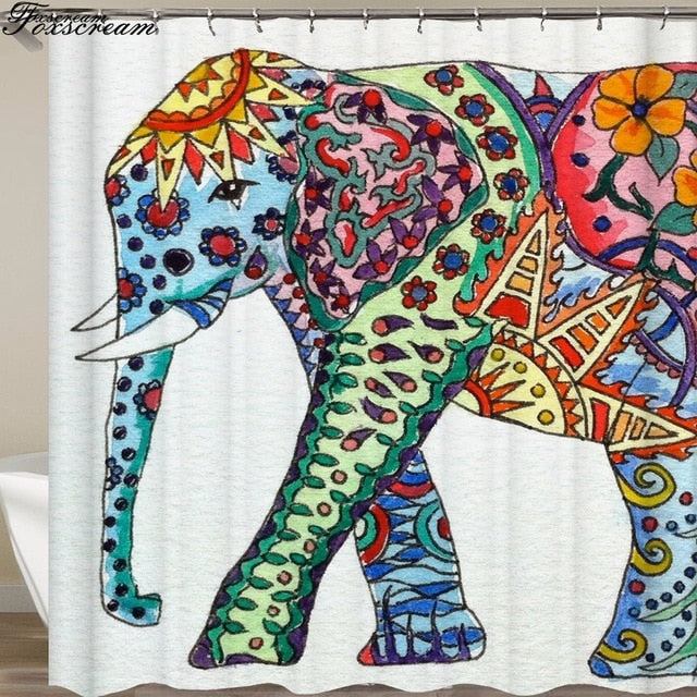New High Quality Elephant Printing Shower Curtain 3D Polyester Fabric Waterproof Mildewproof Bathroom Curtain