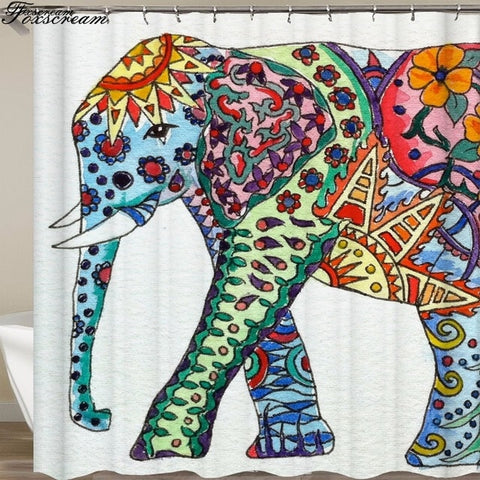 Image of New High Quality Elephant Printing Shower Curtain 3D Polyester Fabric Waterproof Mildewproof Bathroom Curtain