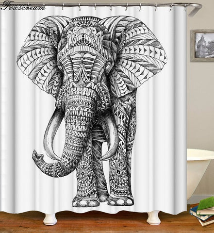 Image of New High Quality Elephant Printing Shower Curtain 3D Polyester Fabric Waterproof Mildewproof Bathroom Curtain